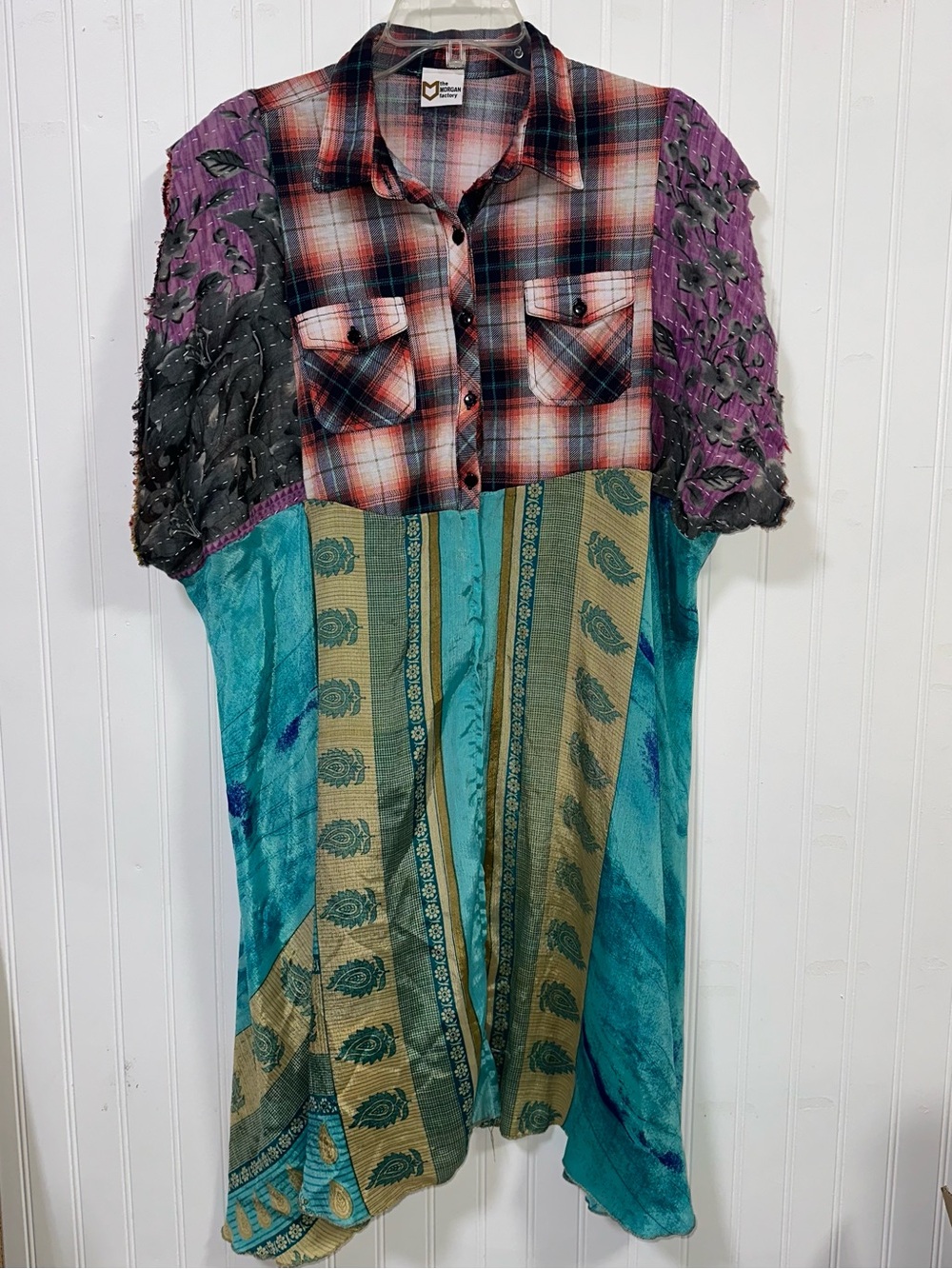 The Morgan Factory Upcycled Handmade Plaid Patchwork Flowy Boho Festival Tunic